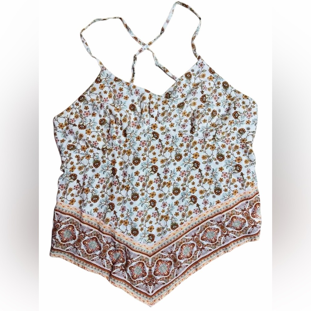 No Boundaries Floral Camisole with Brown and Blue Accents
